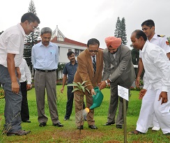 The Governor of Arunachal Pradesh Shri J.P. Rajkhowa planting a sapling in the compound of Raj Bhawan, Itanagar as part of World Environment Day on 5th June 2015. 